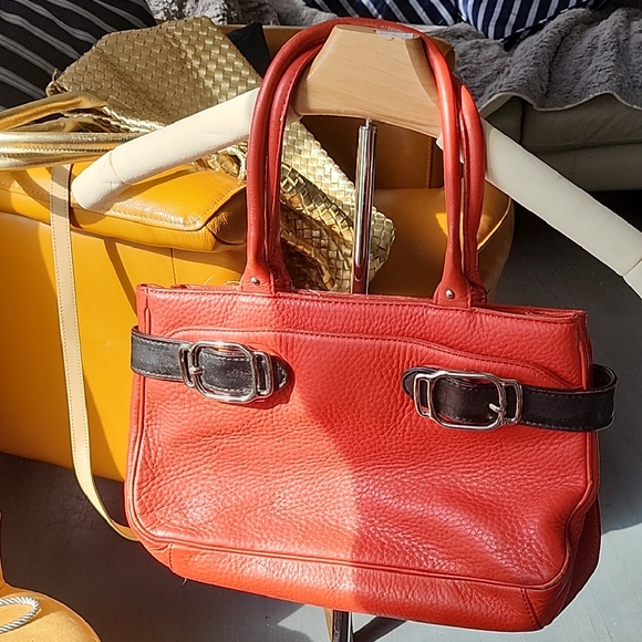 Cole Haan Village H04 Leather Red Satchel Pebbled - Picture 1 of 8